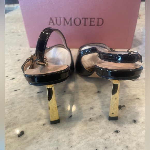 AUMOTED Womens Slingback Stiletto Pointed Toe Metallic Buckle Pumps 8.5, BNIB - Picture 9 of 12